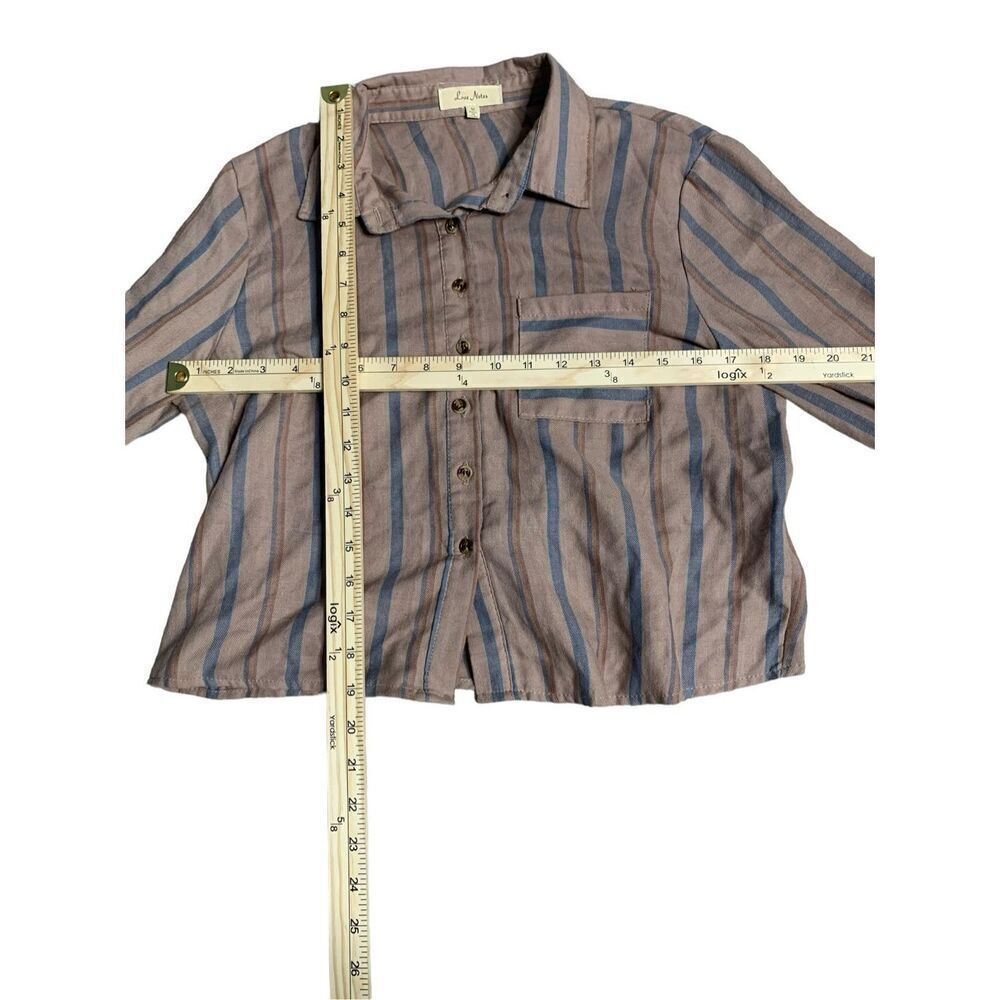 GREAT CONDITION WOMEN Love Notes Stripped Button Up size medium 100% cotton butt - Picture 3 of 5